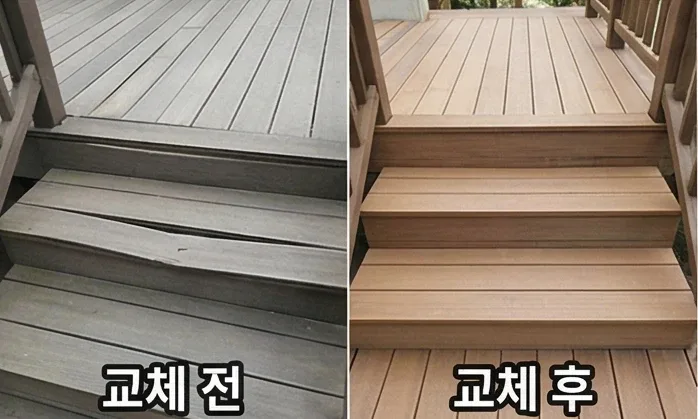 목재 데크 계단 보수 시공 사례