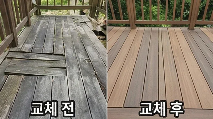 옥상 테라스 데크 시공 사진