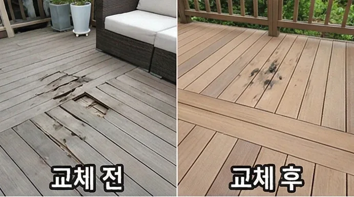 옥상 테라스 데크 시공 사진